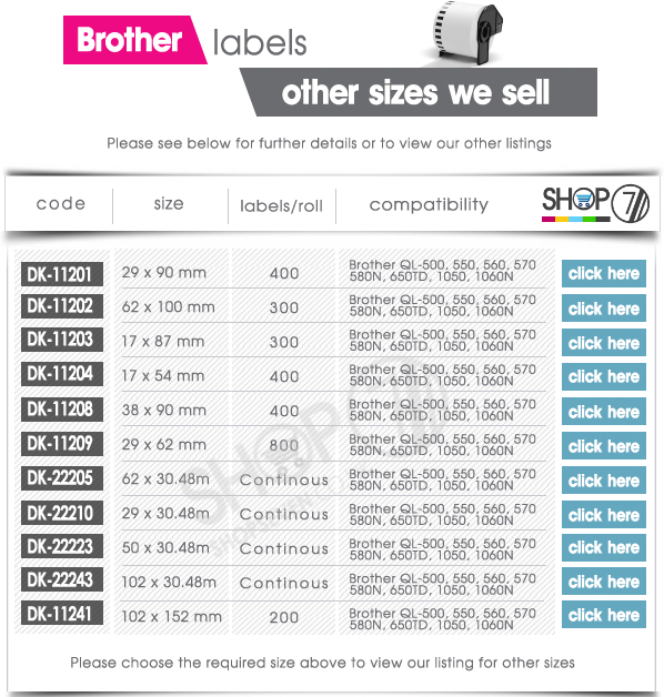 ALL SIZES / QUANTITY PREMIUM BROTHER COMPATIBLE PRINTER LABEL ROLLS
